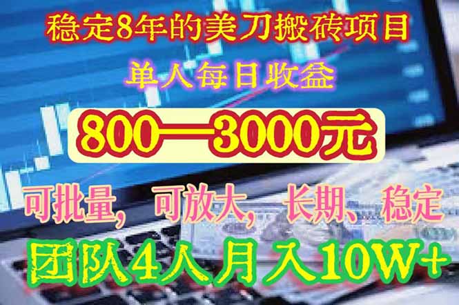 稳定8年的美刀搬砖项目,单人每日收益800—3000.团队4人月入10W+.可线下-蜗牛学社
