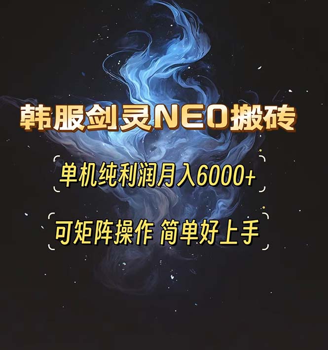 韩服剑灵NEO搬砖攻略,单机纯利润月入6000+ 可矩阵操作,简单好上手。