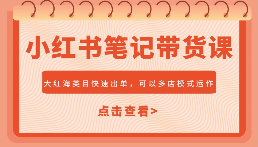小红书笔记带货课,大红海类目快速出单,市场大,可以多店模式运作-蜗牛学社