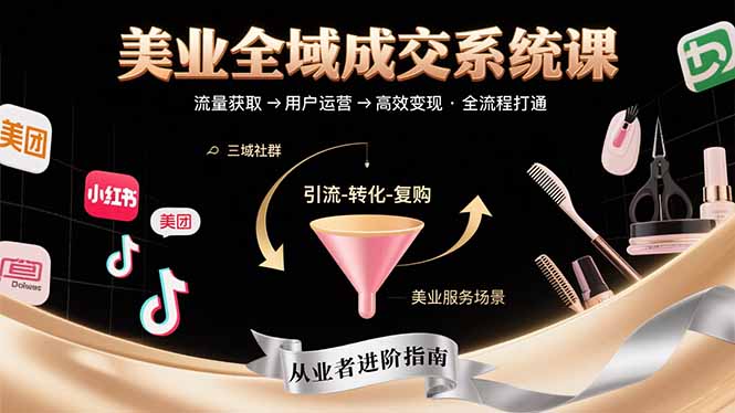 美业全域成交系统课程:帮助美业从业者打通从流量获取到高效变现全流程-蜗牛学社