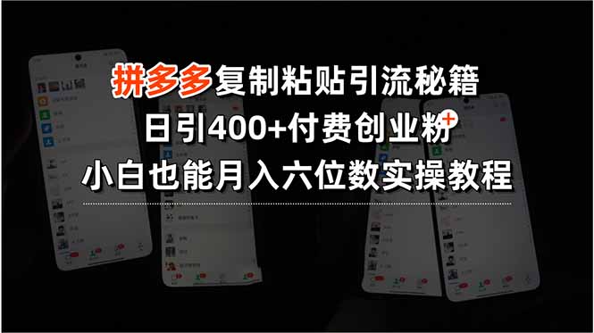 拼多多复制粘贴引流秘籍，日引400+付费创业粉，小白也能月入六位数实操…-蜗牛学社