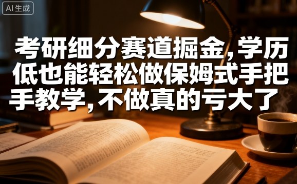 考研细分赛道掘金,日入1k+,学历低也能轻松做保姆式手把手教学,不做真的亏大了【揭秘】-蜗牛学社