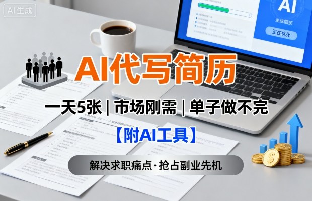 AI代写简历，一天5张，今年找工作难，市场刚需，单子做不完【附AI工具】-蜗牛学社