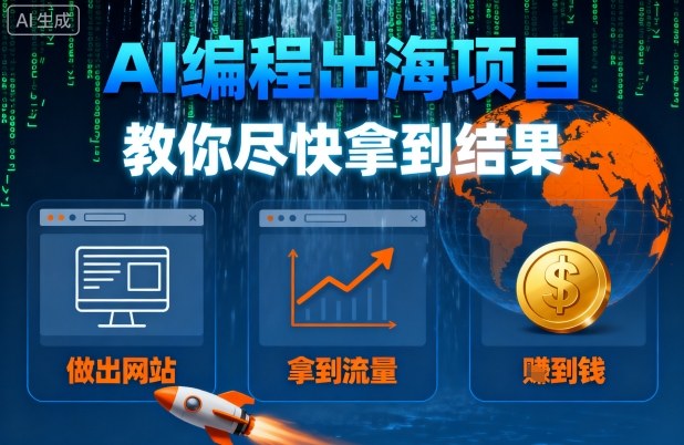 AI编程出海项目,教你尽快拿到结果-做出网站、拿到流量、賺到钱-蜗牛学社