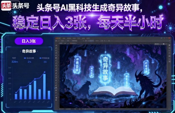 头条号AI黑科技生成奇异故事,稳定日入3张,每天半小时-蜗牛学社