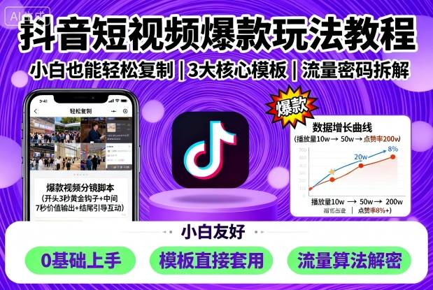 抖音短视频爆款玩法教程，小白也能轻松复制-蜗牛学社