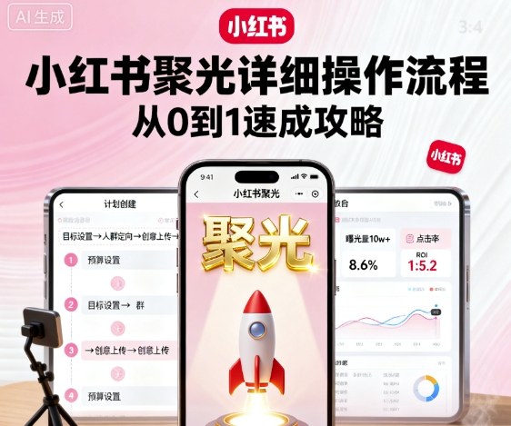 小红书聚光详细操作流程,小红书聚光从0到1速成攻略-蜗牛学社