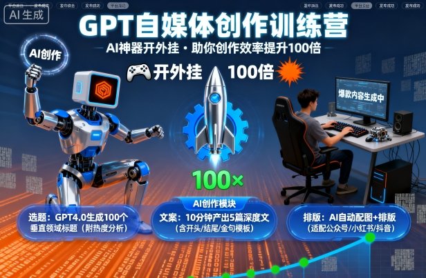 GPT自媒体创作训练营:AI神器开外挂,助你创作效率提升100倍-蜗牛学社