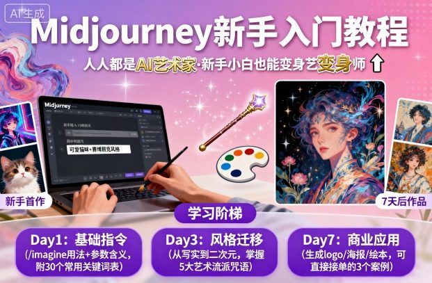 midjourney新手入门教程:人人都是AI艺术家,新手小白也能变身艺术大师-蜗牛学社