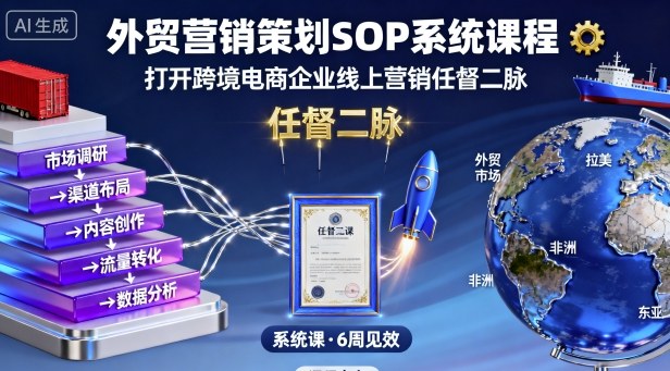 外贸营销策划SOP系统课程,打开跨境电商企业线上营销任督二脉-蜗牛学社