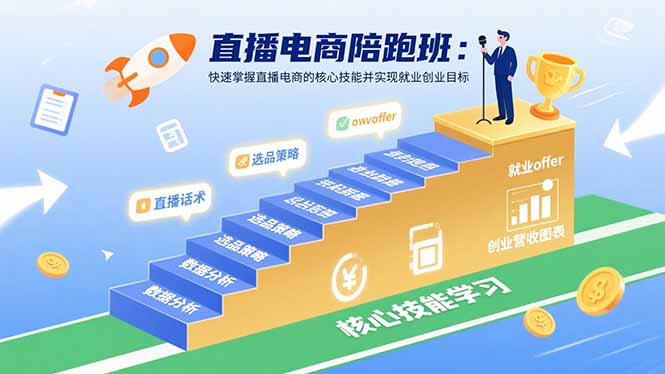 直播电商陪跑班：快速掌握直播电商的核心技能并实现就业/创业目标-蜗牛学社