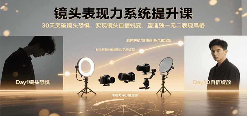 镜头表现力系统提升课，30天突破镜头恐惧实现自信蜕变，塑造独一无二表现风格-蜗牛学社