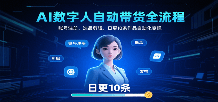 AI数字人自动带货全流程:账号注册、选品剪辑,日更10条作品自动化变现-蜗牛学社