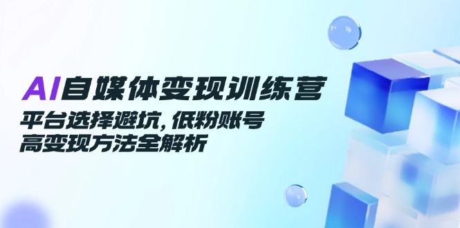 AI自媒体变现训练营，平台选择避坑，低粉账号高变现方法全解析-蜗牛学社