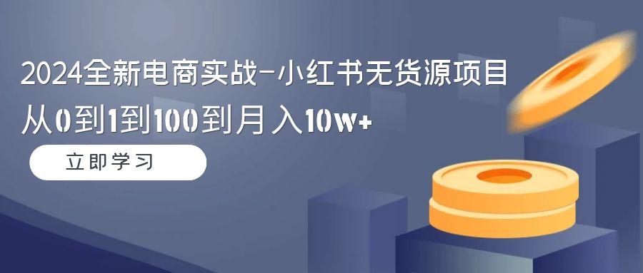 全新电商实战-小红书无货源项目：从0到1到100到月入10w+