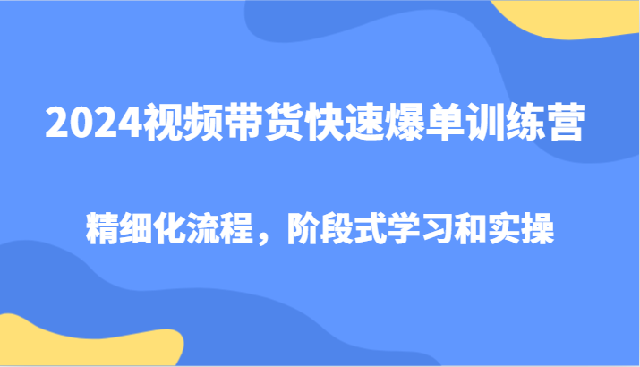 视频带货快速爆单训练营,精细化流程,阶段式学习和实操-蜗牛学社