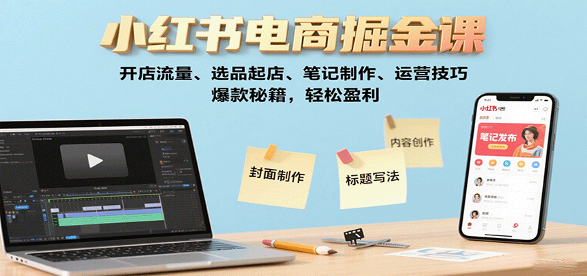 小红书电商掘金课：开店流量、选品起店、笔记制作、运营技巧，爆款秘籍，轻松盈利-蜗牛学社