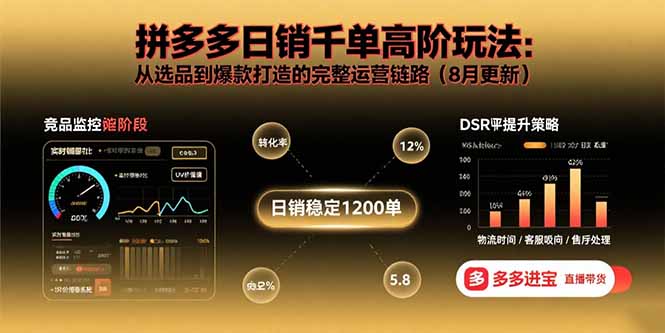 拼多多日销千单高阶玩法:从选品到爆款打造的完整运营链路(8月更新-蜗牛学社