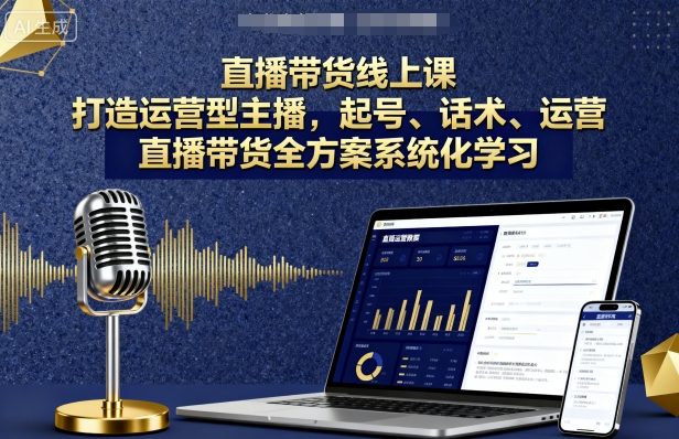 直播带货线上课,打造运营型主播,起号、话术、运营,直播带货全方案系统化学习-蜗牛学社