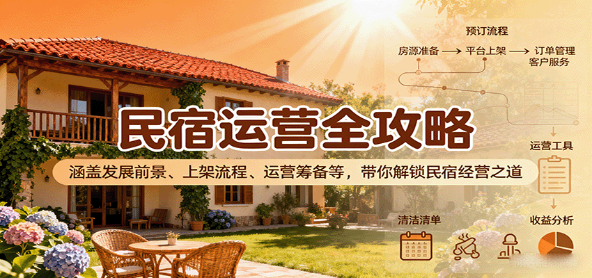 民宿运营全攻略:涵盖发展前景、上架流程、运营筹备等,带你解锁民宿经营之道-蜗牛学社