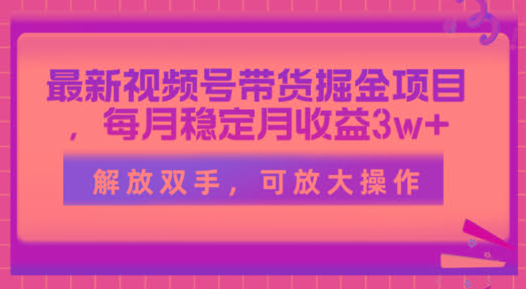 最新视频号带货掘金项目，每月稳定月收益3w+，解放双手，可放大操作-蜗牛学社