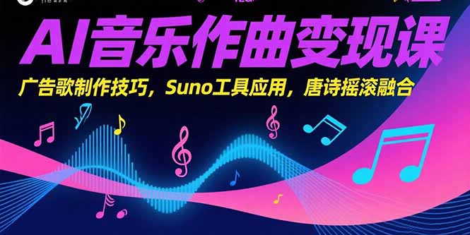 AI音乐作曲变现课，广告歌制作技巧，Suno工具应用，唐诗摇滚融合-蜗牛学社