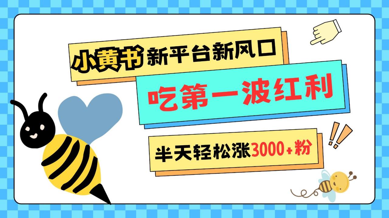 小黄书重磅来袭,新平台新风口,管理宽松,半天轻松涨3000粉,第一波红利等你来吃