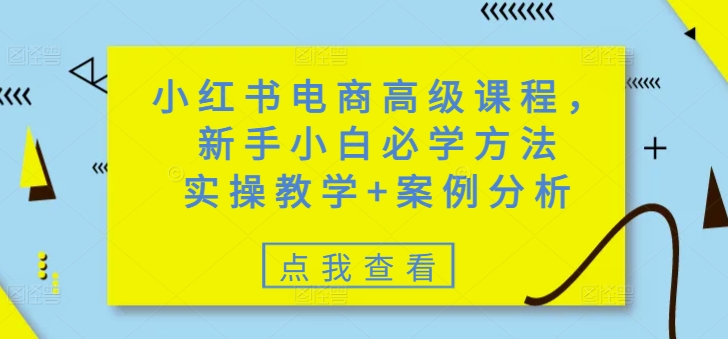 小红书电商高级课程,新手小白必学方法,实操教学+案例分析-蜗牛学社