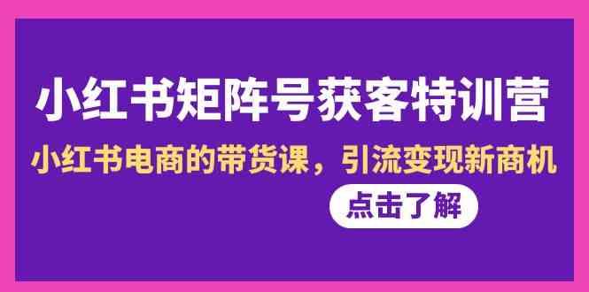 小红书矩阵号获客特训营-第10期,小红书电商的带货课,引流变现新商机-蜗牛学社