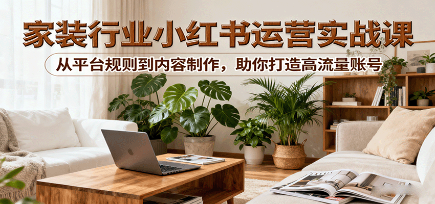小红书家装行业运营实战课:从平台规则到内容制作,助你打造高流量账号-蜗牛学社