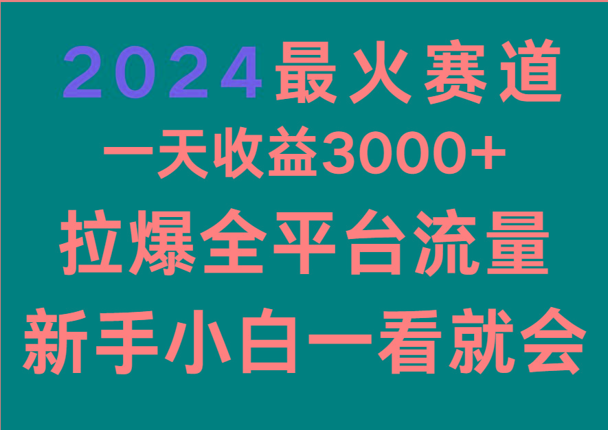 最火赛道,一天收一3000+.拉爆全平台流量,新手小白一看就会-蜗牛学社