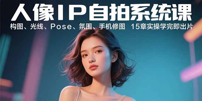 人像IP自拍系统课:构图、光线、Pose、氛围、手机修图 15章实操学完即出片-蜗牛学社