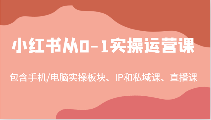 小红书从0-1实操运营课,包含手机/电脑实操板块、IP和私域课、直播课(97节)-蜗牛学社