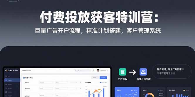 付费投放获客特训营:巨量广告开户流程,精准计划搭建,客户管理系统-蜗牛学社