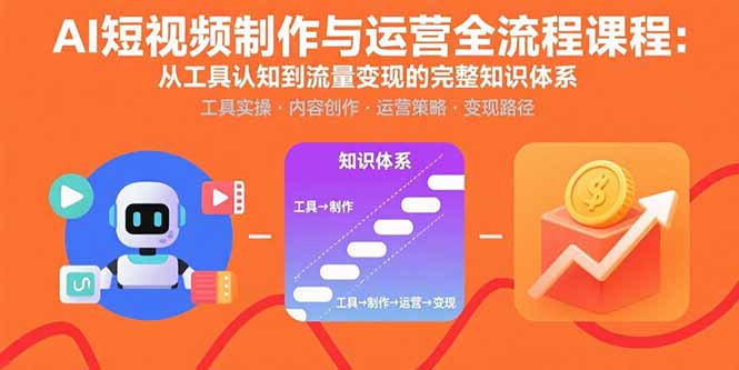 AI短视频制作与运营全流程课程：从工具认知到流量变现的完整知识体系-蜗牛学社
