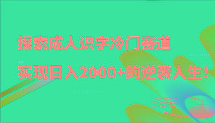 探索成人识字冷门赛道,实现日入2000+的逆袭人生!