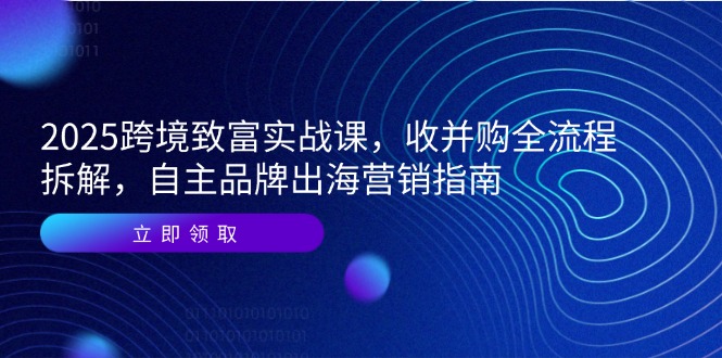 2025跨境致富实战课，收并购全流程拆解，自主品牌出海营销指南-蜗牛学社