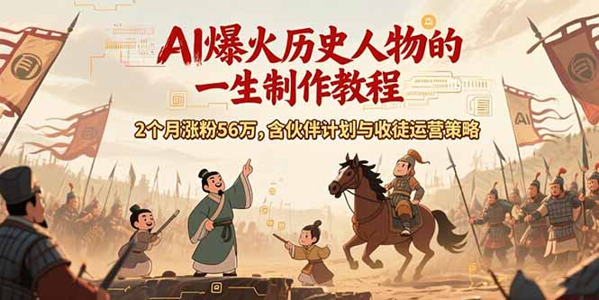 AI历史人物赛道课程，2个月涨粉56万，含伙伴计划与收徒运营策略-蜗牛学社
