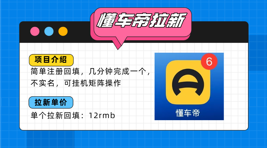 懂车帝邪修拉新玩法,简单注册回填,不sm,单个拉新12rmb,轻松日入200+-蜗牛学社