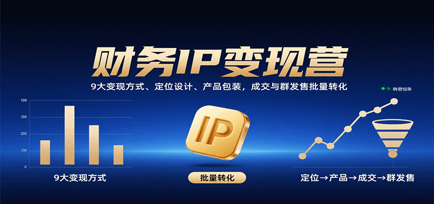 财务IP变现营：9大变现方式、定位设计、产品包装，成交与群发售批量转化-蜗牛学社