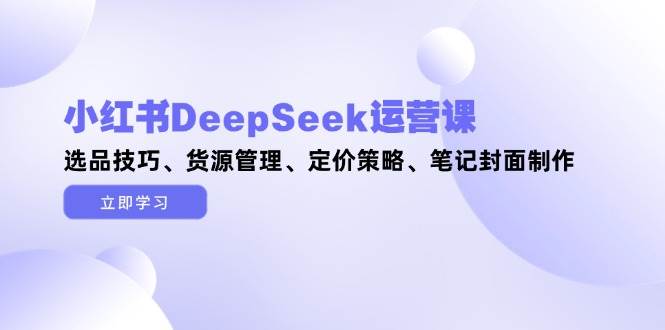 小红书DeepSeek运营课，选品技巧、货源管理、定价策略、笔记封面制作-蜗牛学社