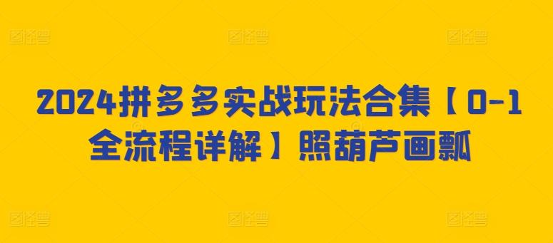 拼多多实战玩法合集【0-1全流程详解】照葫芦画瓢