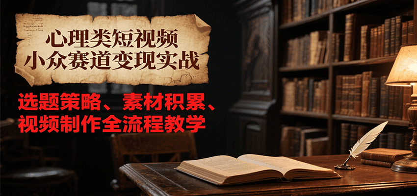 心理类短视频小众赛道变现实战，选题策略、素材积累、视频制作全流程教学-蜗牛学社