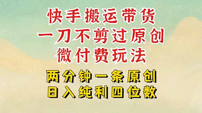 快手黑科技搬运带货,一刀不剪过原创,微付费投流玩法,轻松日入四位数…-蜗牛学社