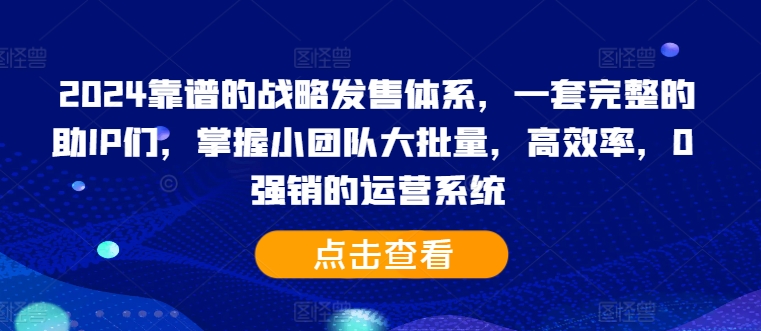 靠谱的战略发售体系，一套完整的助IP们，掌握小团队大批量，高效率，0 强销的运营系统