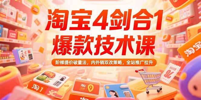淘宝4剑合1爆款技术课73期：阶梯提价破量法，内外销双改策略 全站推广拉升-蜗牛学社