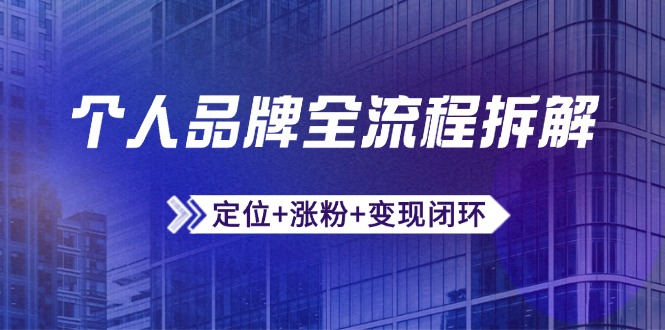 个人品牌全流程拆解:定位+涨粉+变现闭环,微信生态运营与资源整合-蜗牛学社