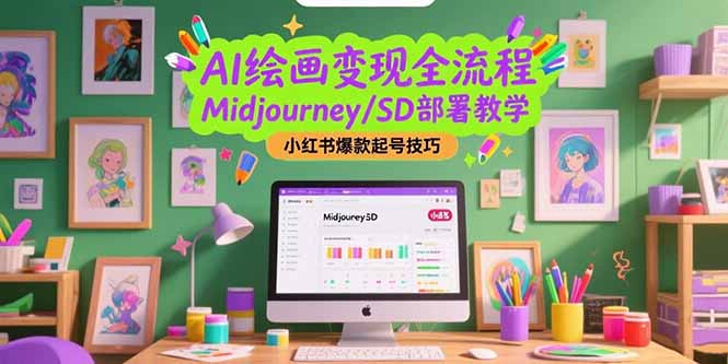 AI绘画变现全流程，Midjourney/SD部署教学，小红书爆款起号技巧-蜗牛学社