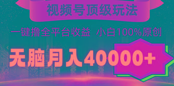 (9281期)视频号顶级玩法，无脑月入40000+，一键撸全平台收益，纯小白也能100%原创-蜗牛学社