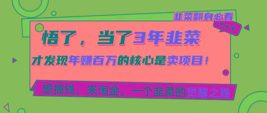 悟了,当了3年韭菜,才发现网赚圈年赚100万的核心是卖项目,含泪分享!-蜗牛学社